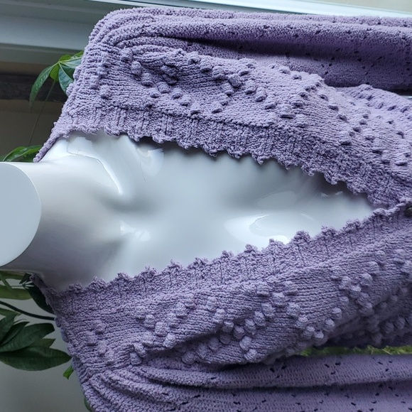 SOLDFree People Polly Lily Sweater Lavander Lilac Color Cropped Puff Sleeves XS - Picture 7 of 14